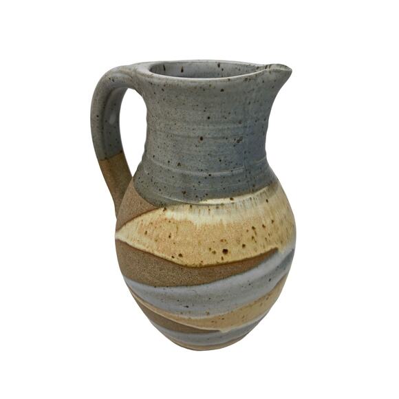 Handmade Other - Handmade Stoneware Pitcher Studio Pottery Jug Signed Artisan Glazed Vintage